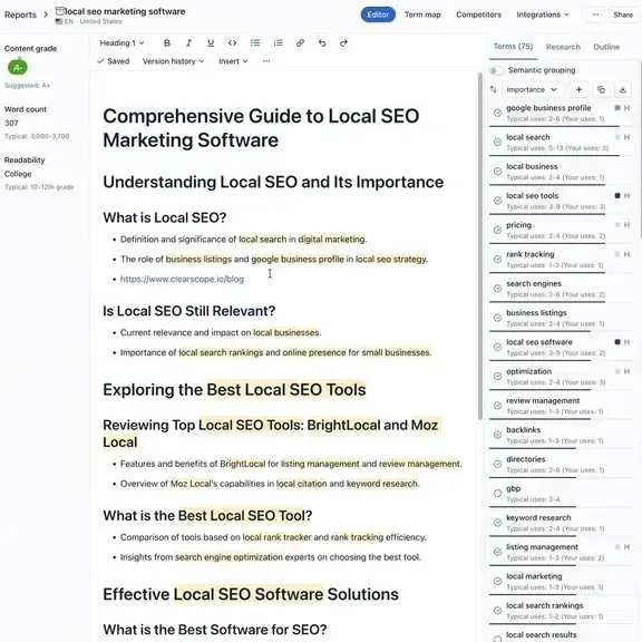 Real-time link opportunities in Clearscope