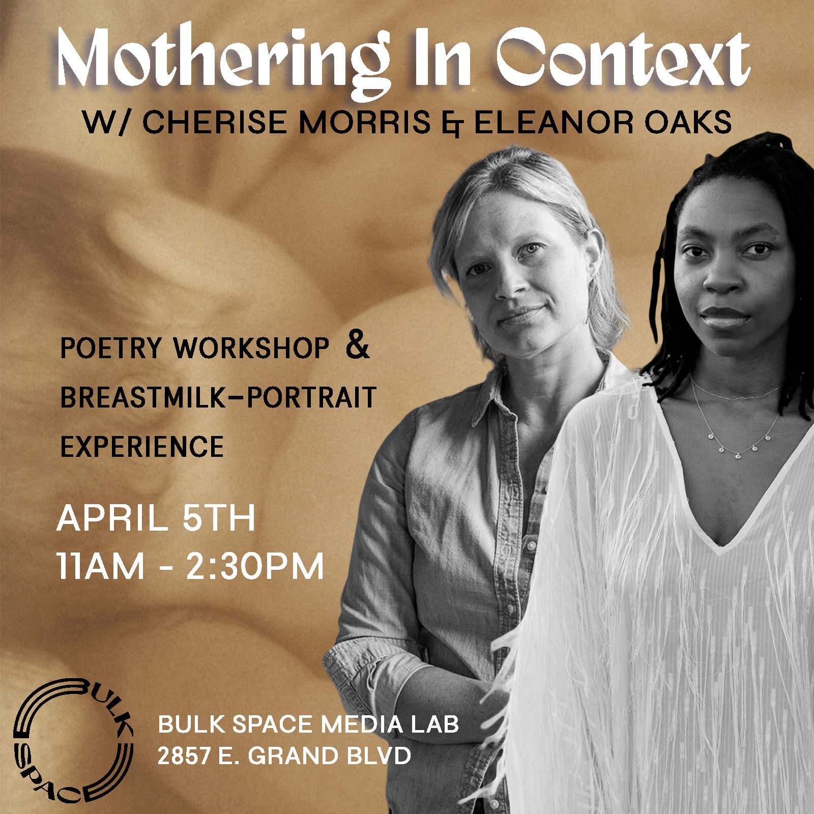 a poster for a poetry workshop and breastmilk-portrait experience