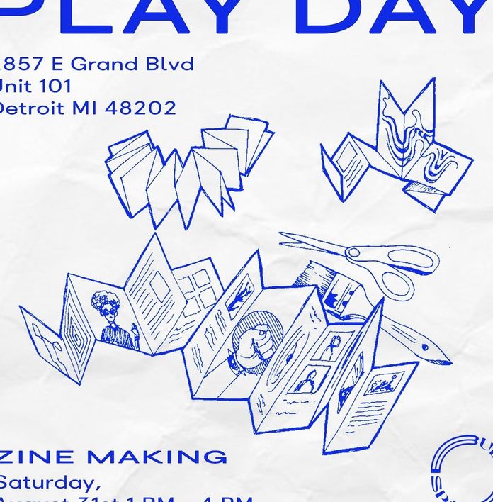 a poster for a play day zine making event .