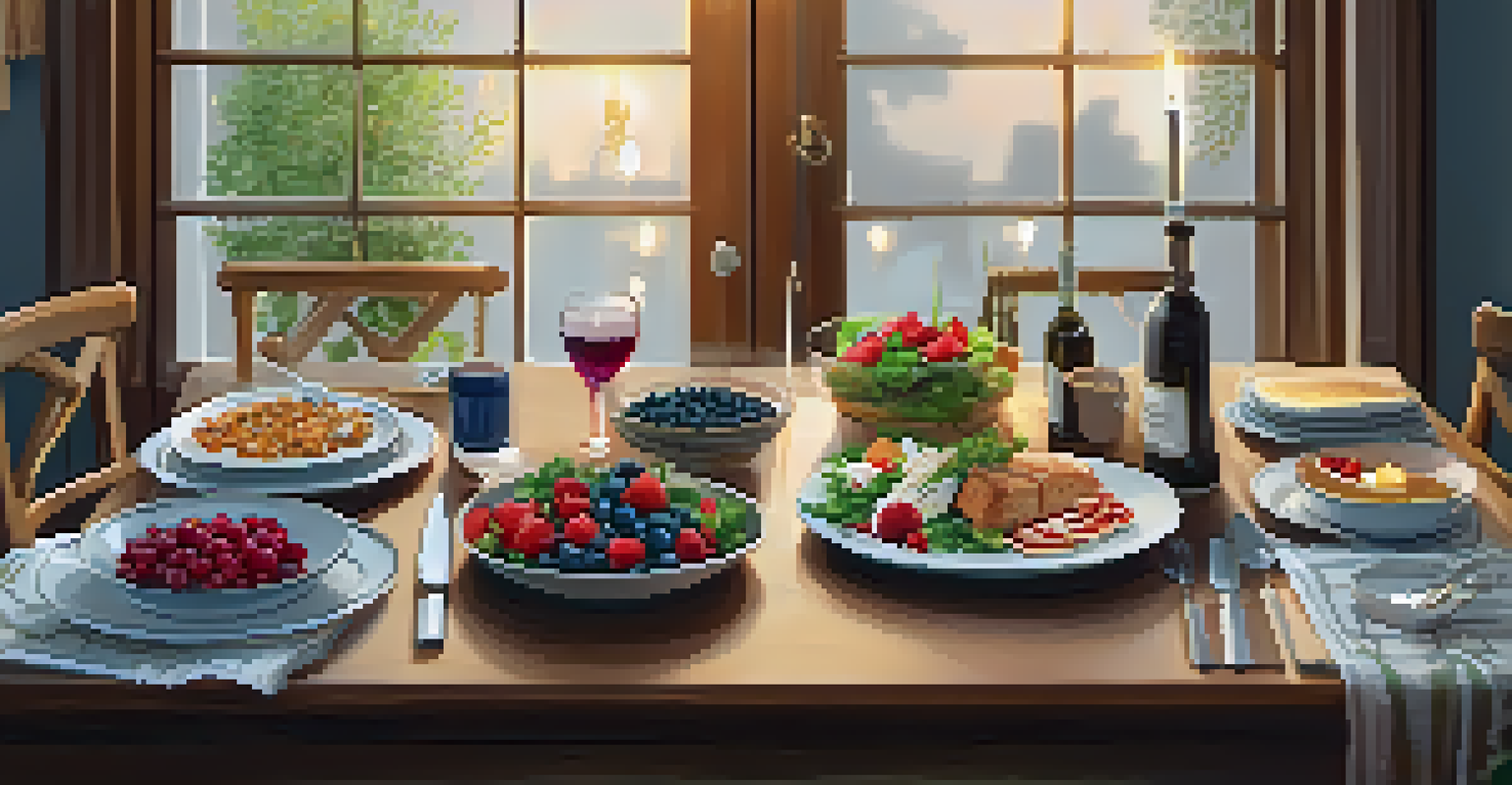 A dining table with healthy dishes and a person enjoying a meal, surrounded by soft candlelight.