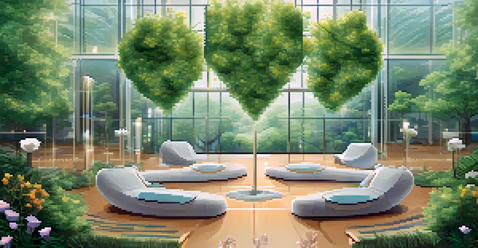An artistic depiction of blockchain technology, represented by interconnected blocks with nature elements symbolizing health and wellness.