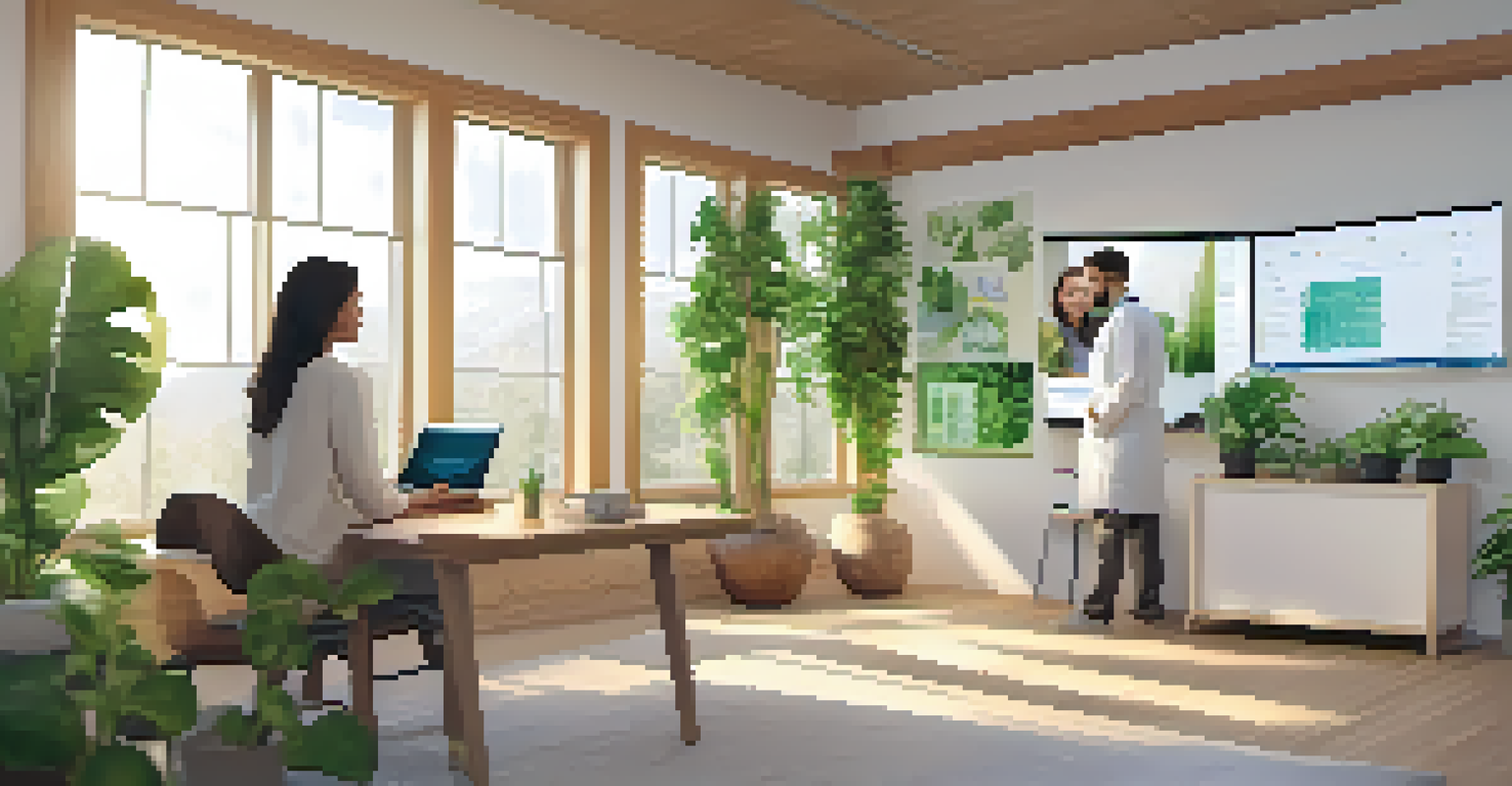 A patient consulting with a naturopath via telemedicine in a bright, plant-filled room.