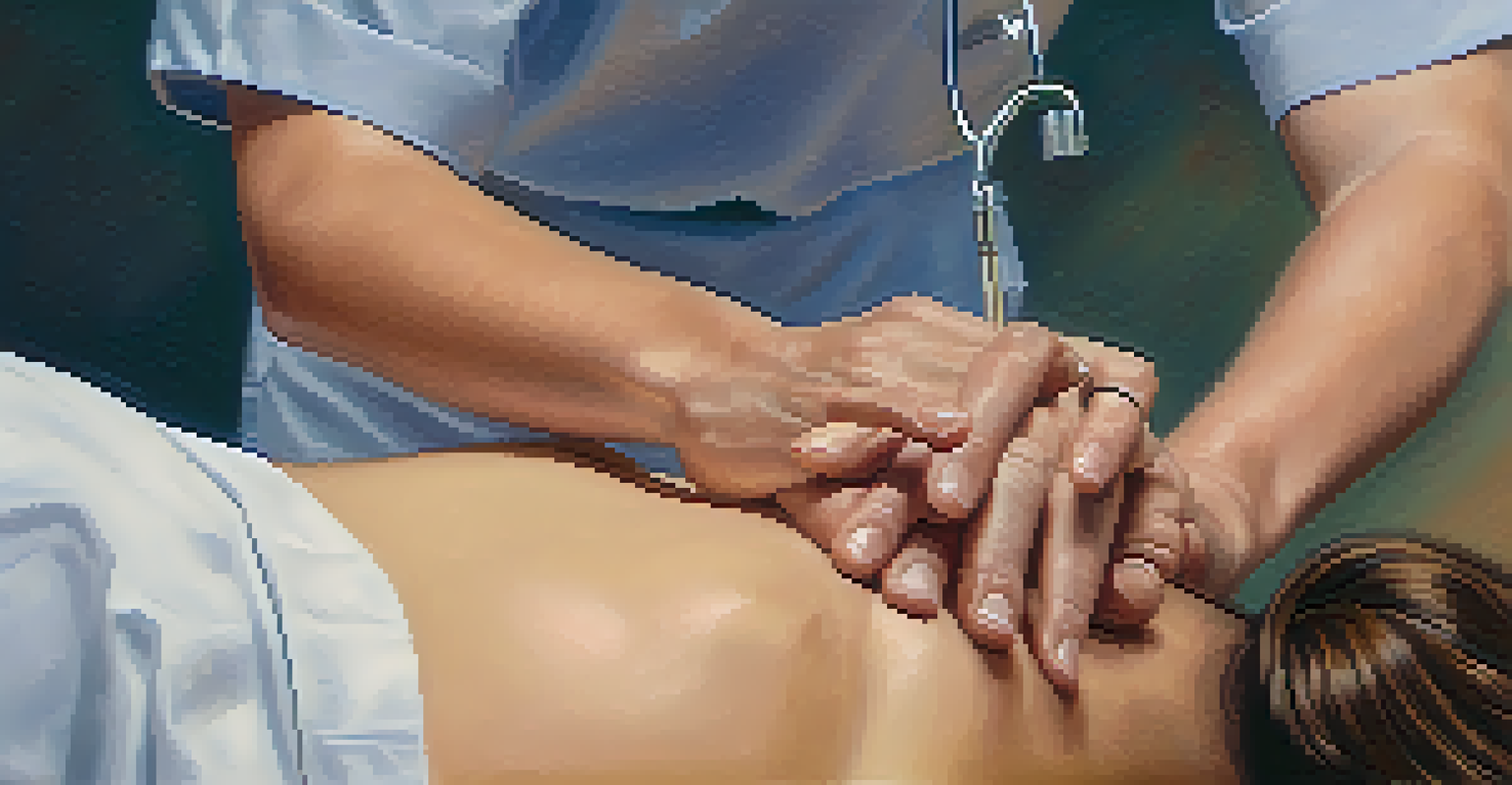 Close-up of a chiropractor's hands adjusting a patient's spine in a tranquil clinic setting.