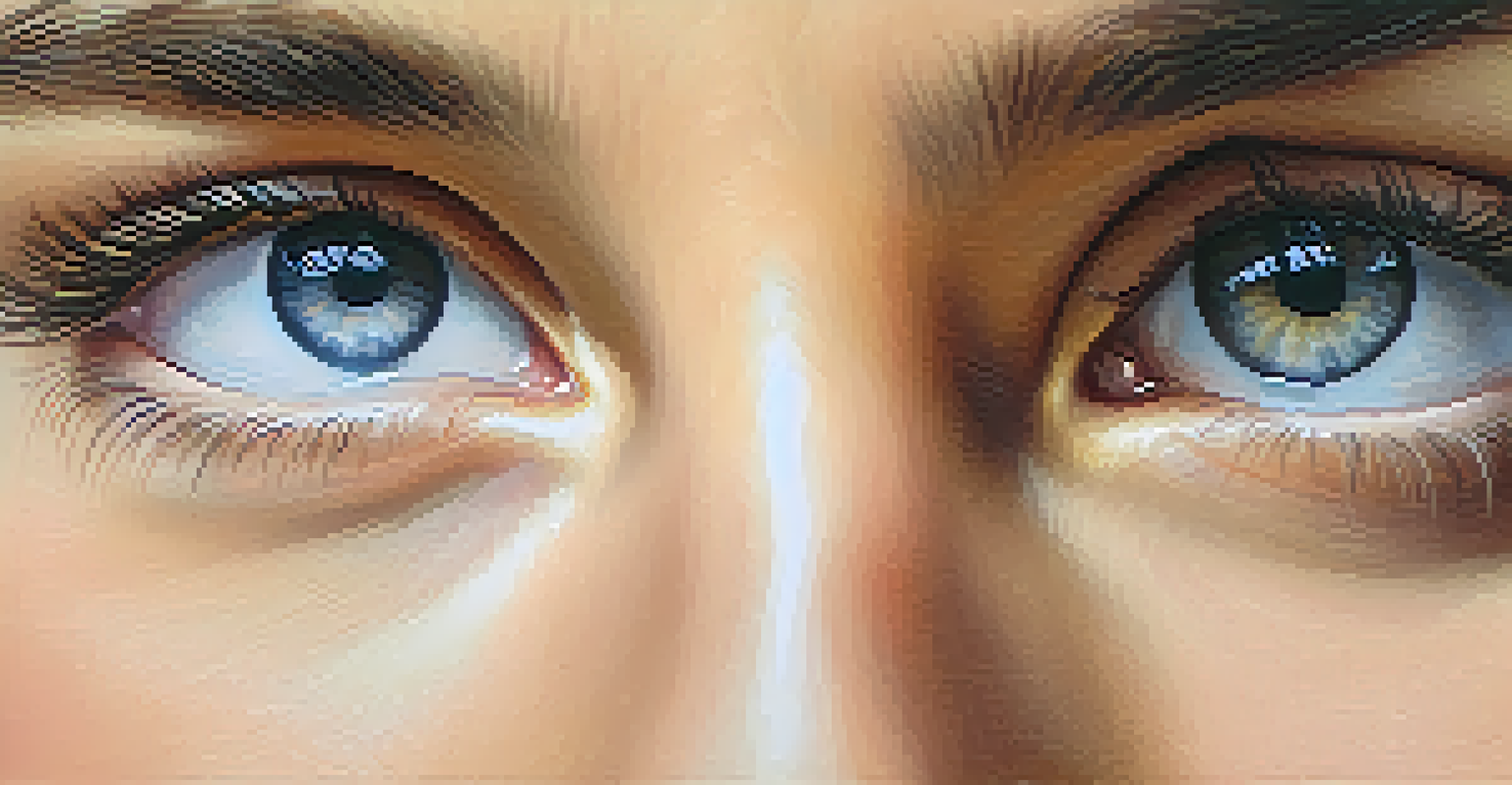 A close-up of relaxed eyes, showing clarity and brightness.