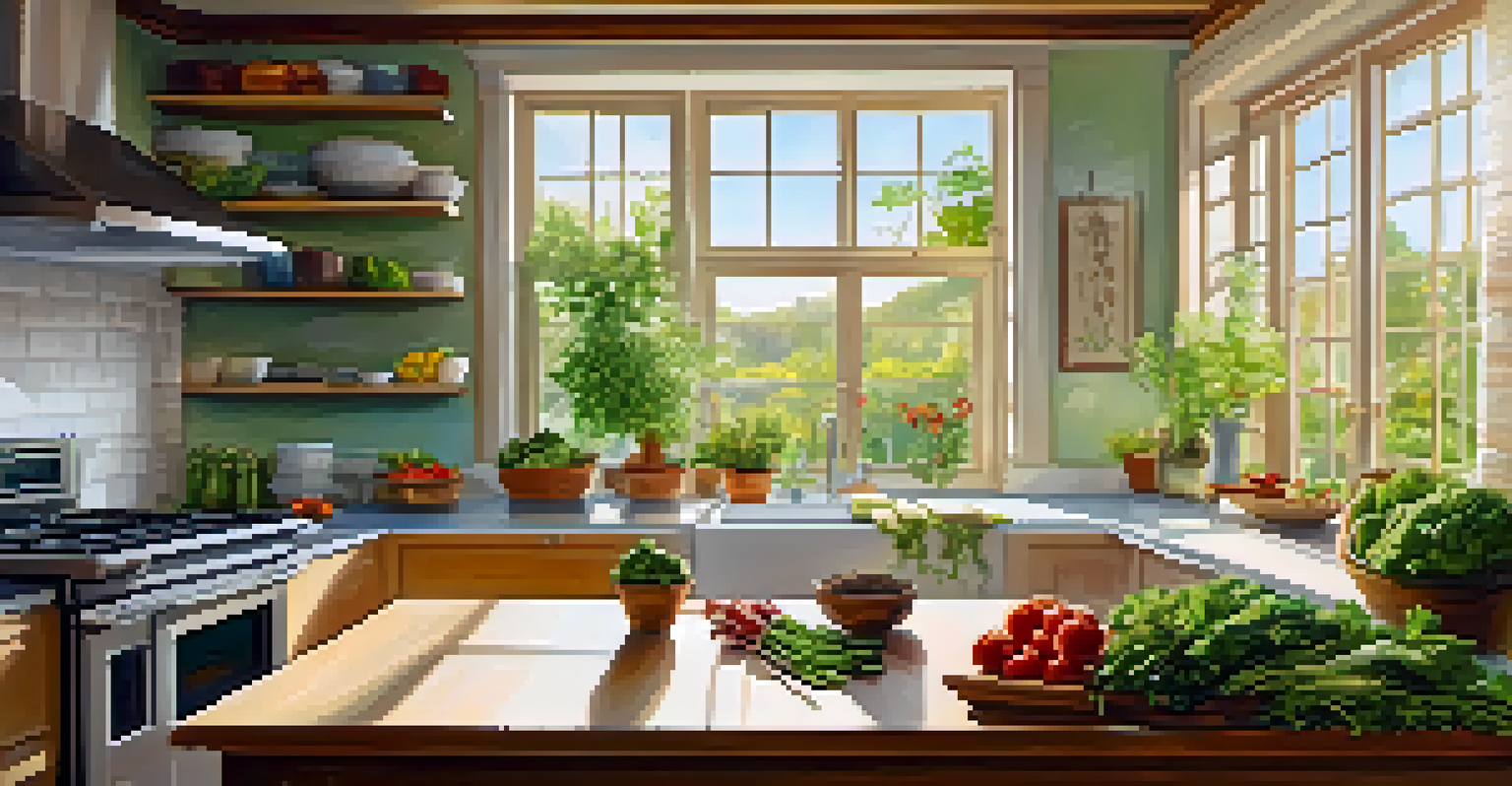 A patient preparing a healthy meal in a bright kitchen filled with fresh vegetables and herbs.