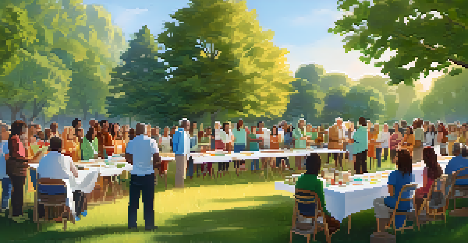 A community health workshop in a sunny park, with a diverse group of people learning about naturopathic medicine from a practitioner.