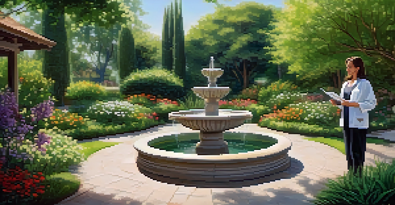 Naturopathic practitioner consulting with a patient in a vibrant garden setting.