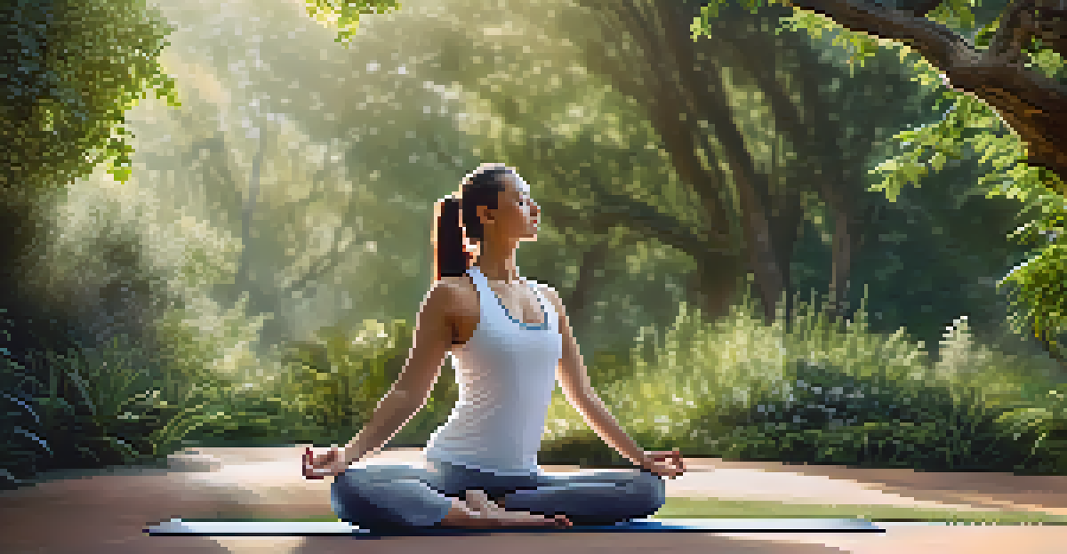 An athlete practicing yoga outdoors in a serene setting, surrounded by greenery and sunlight.