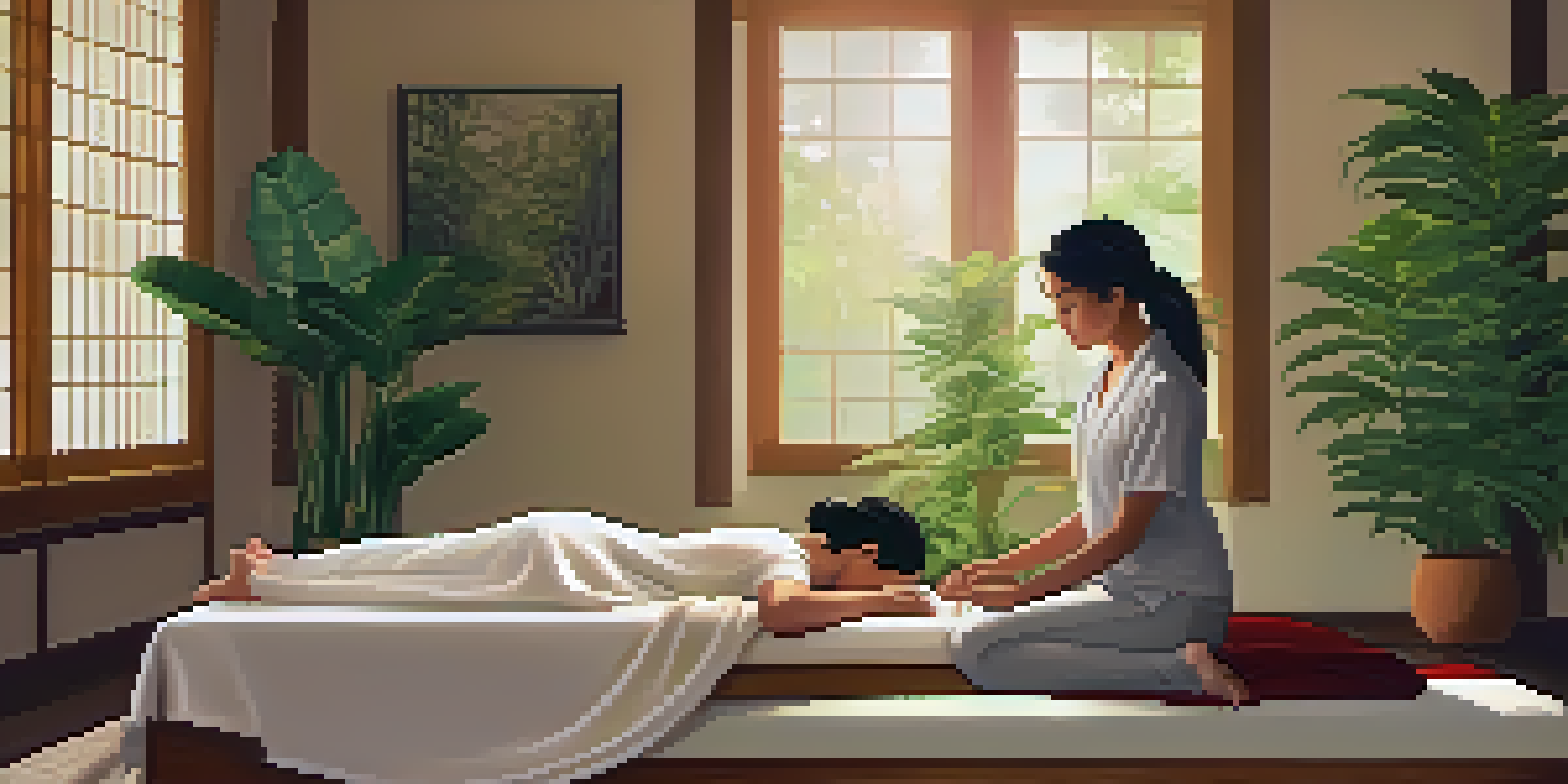 A Reiki healing session with a practitioner and a relaxed client in a calming room.