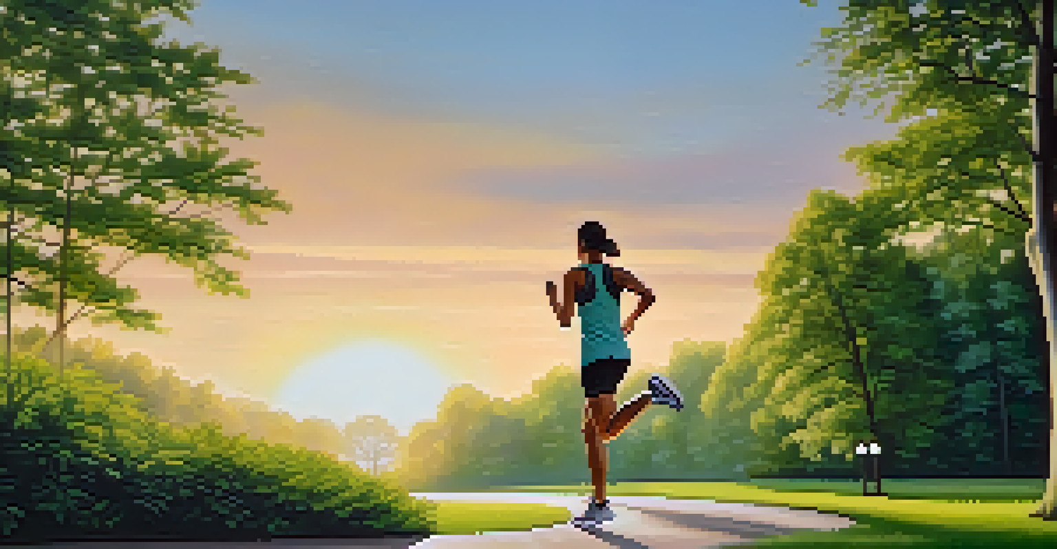 A person jogging in a park at sunrise, highlighting the positive impact of exercise on health.