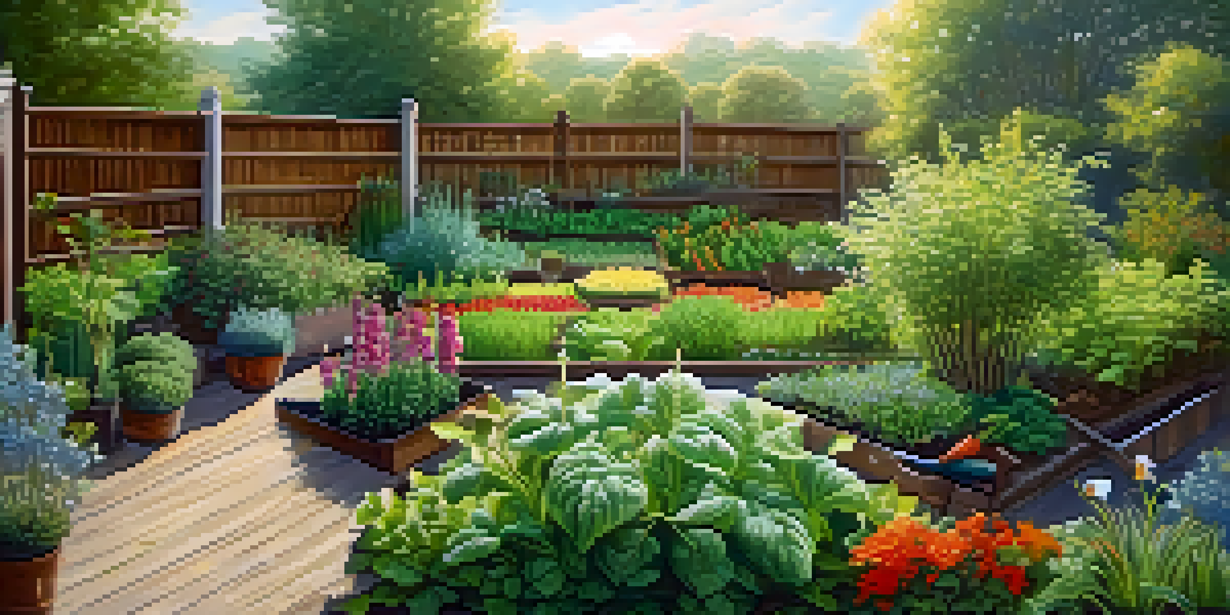 A gardener tending to a lush herb and vegetable garden in the morning light, emphasizing the nurturing aspect of naturopathy.
