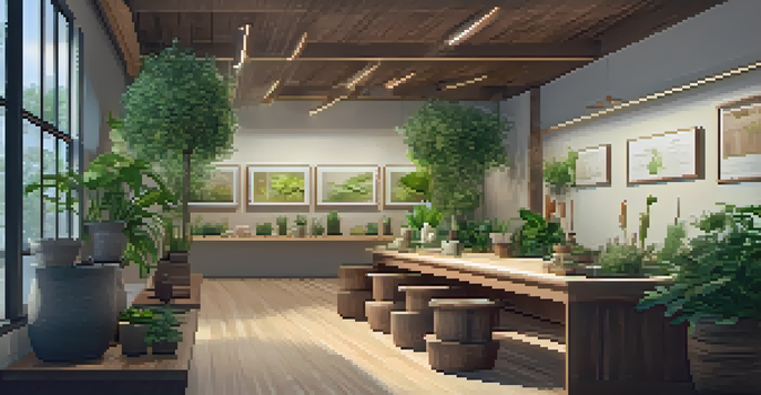A naturopathic clinic with wooden interiors, plants, and a practitioner consulting with a patient in a cozy setting.