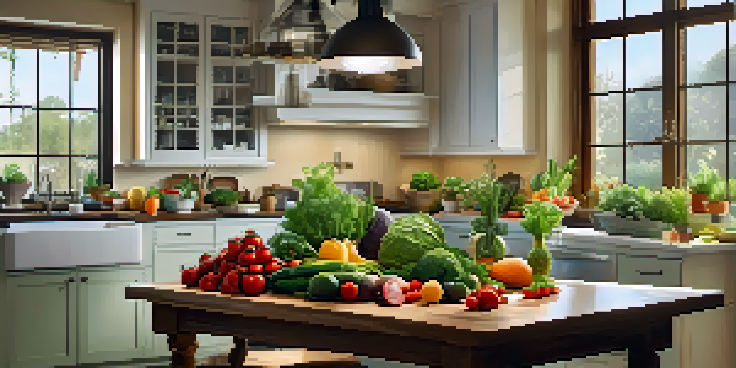 A naturopathic practitioner prepares a fresh salad in a bright kitchen, surrounded by colorful fruits and vegetables, with herbs on the windowsill.