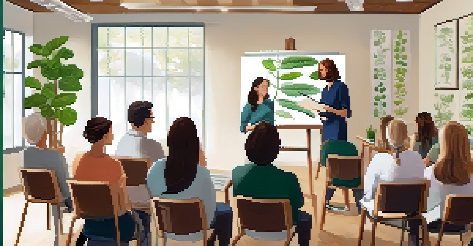 A naturopath conducting an educational workshop with engaged participants in a cozy, well-lit room.