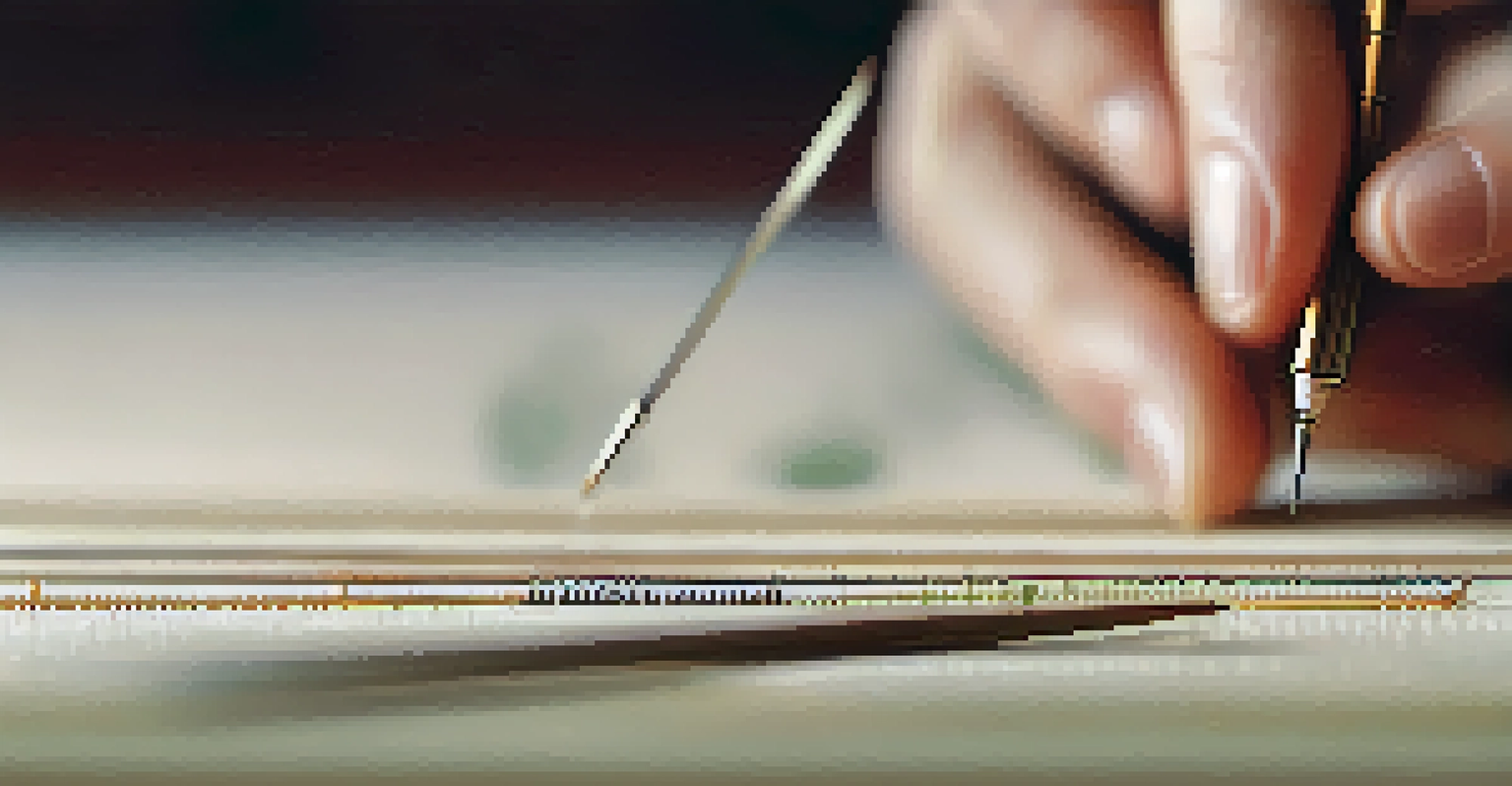 A close-up shot of a hand holding a fine acupuncture needle, with a blurred background of traditional Chinese medicine elements.