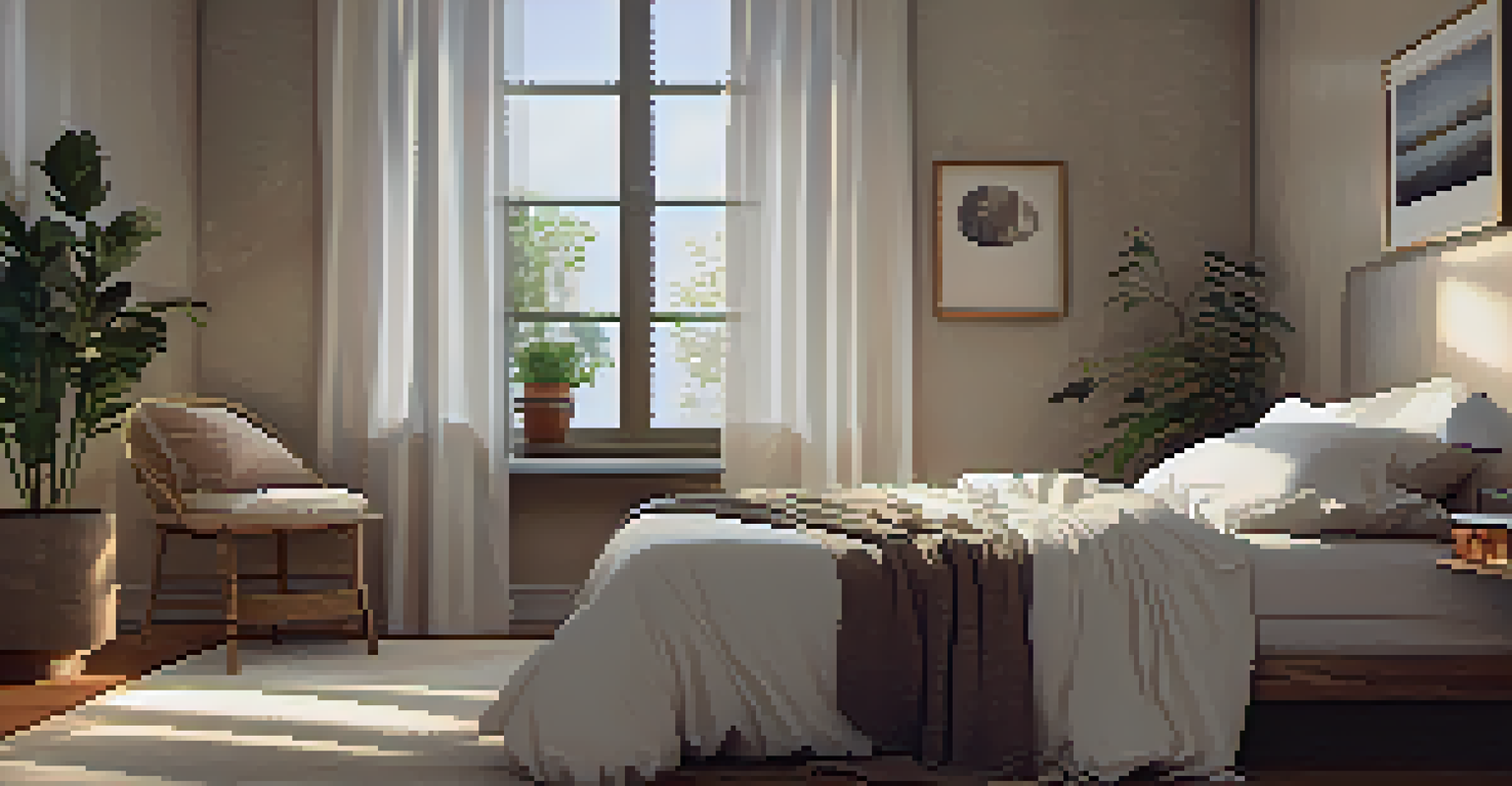 A cozy bedroom with a comfortable bed, soft linens, and a peaceful atmosphere for quality sleep.