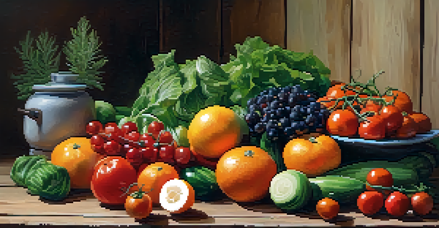 A colorful assortment of fresh fruits and vegetables on a wooden table, representing nutrition in naturopathy.