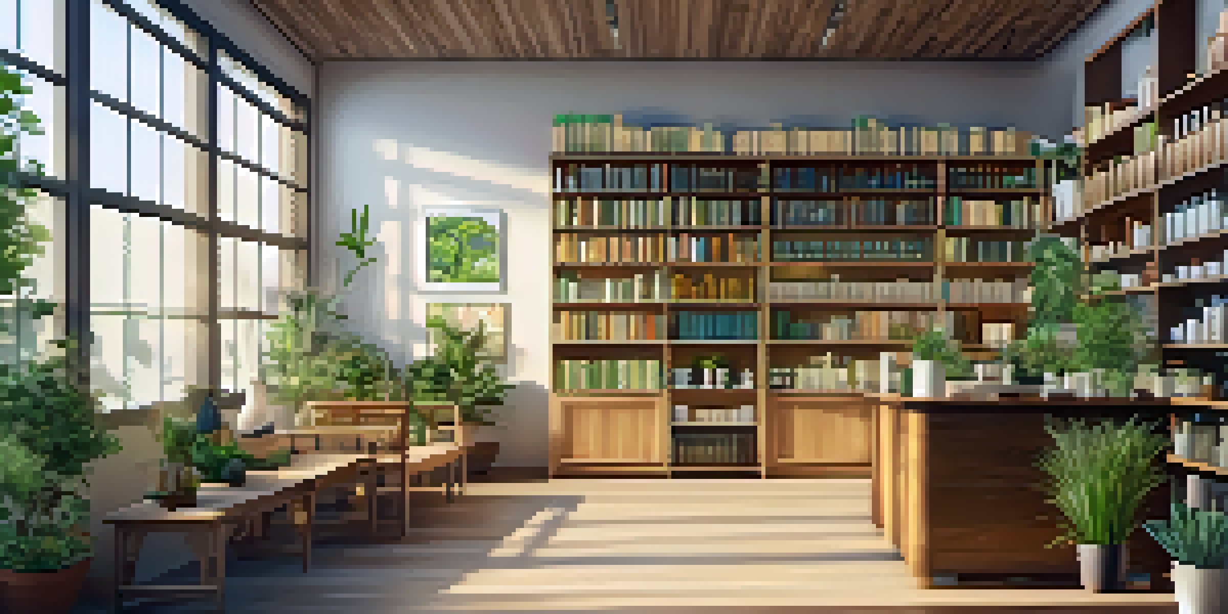 A calming interior of a naturopathic clinic, showcasing a practitioner talking to a patient amidst greenery and herbal remedies.