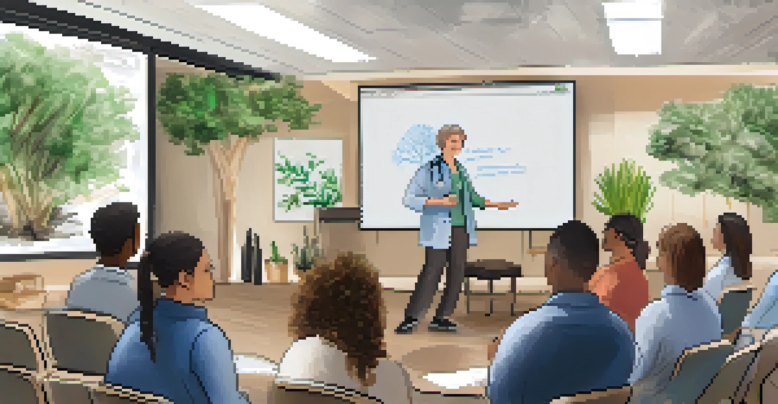 A naturopathic doctor leading an educational workshop with a group of engaged participants in a natural setting.