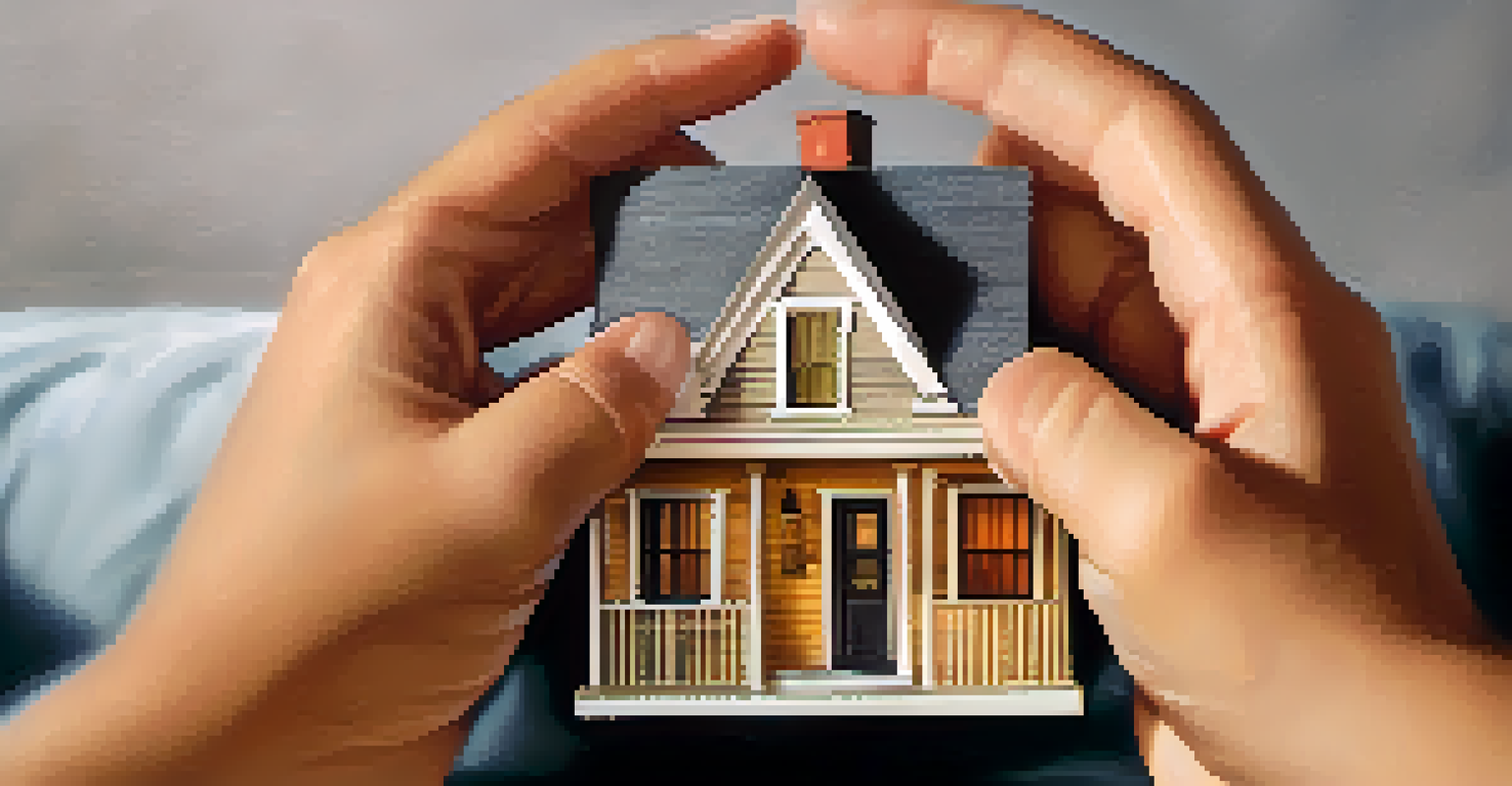 Hands of different skin tones holding a small house model, symbolizing stable housing.