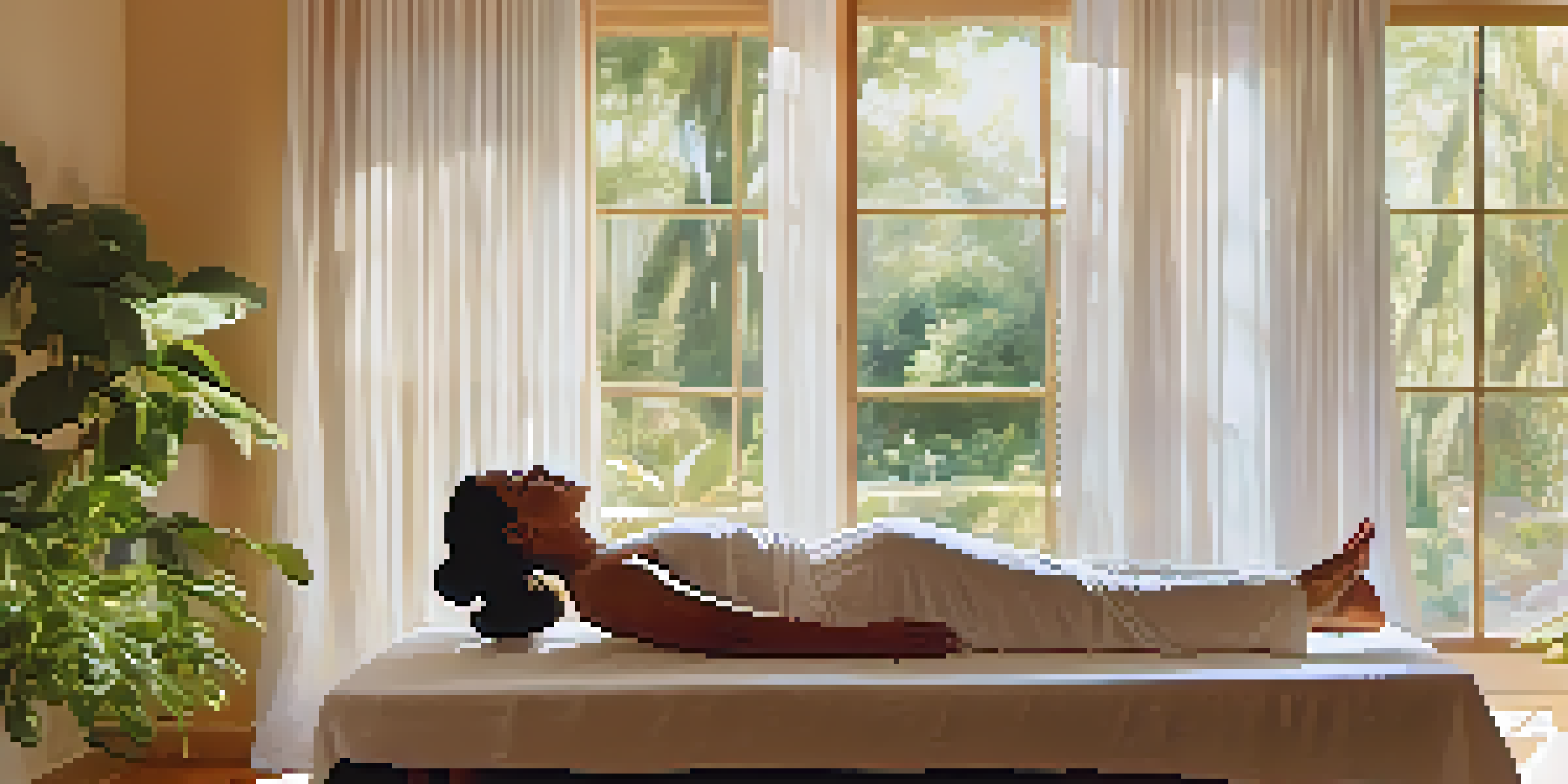 A practitioner performing Reiki in a sunlit room with a patient on a massage table, surrounded by plants and glowing energy orbs.