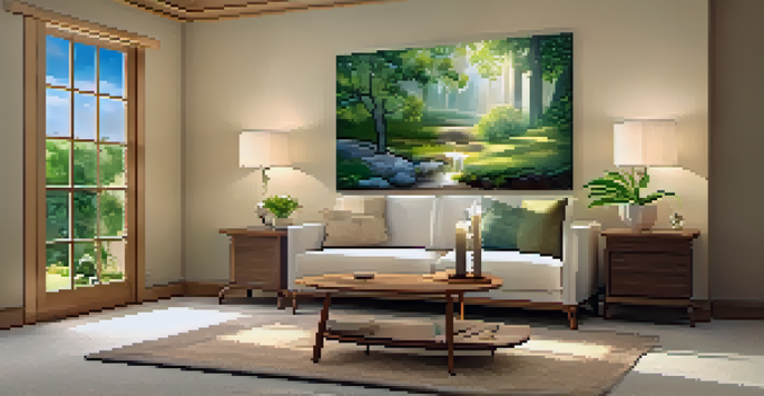 A cozy room for spiritual counseling with a comfortable chair, soft lighting, calming objects, and nature artwork.