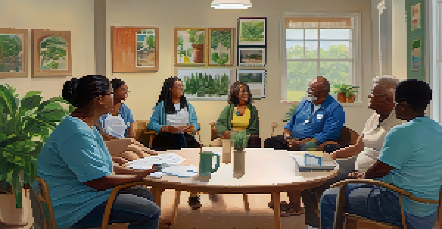 A local support group meeting where individuals share their health journeys in a cozy setting.