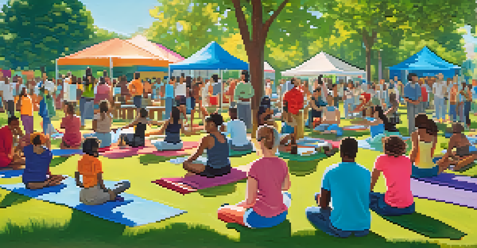 A diverse group of people participating in a wellness workshop in a park.
