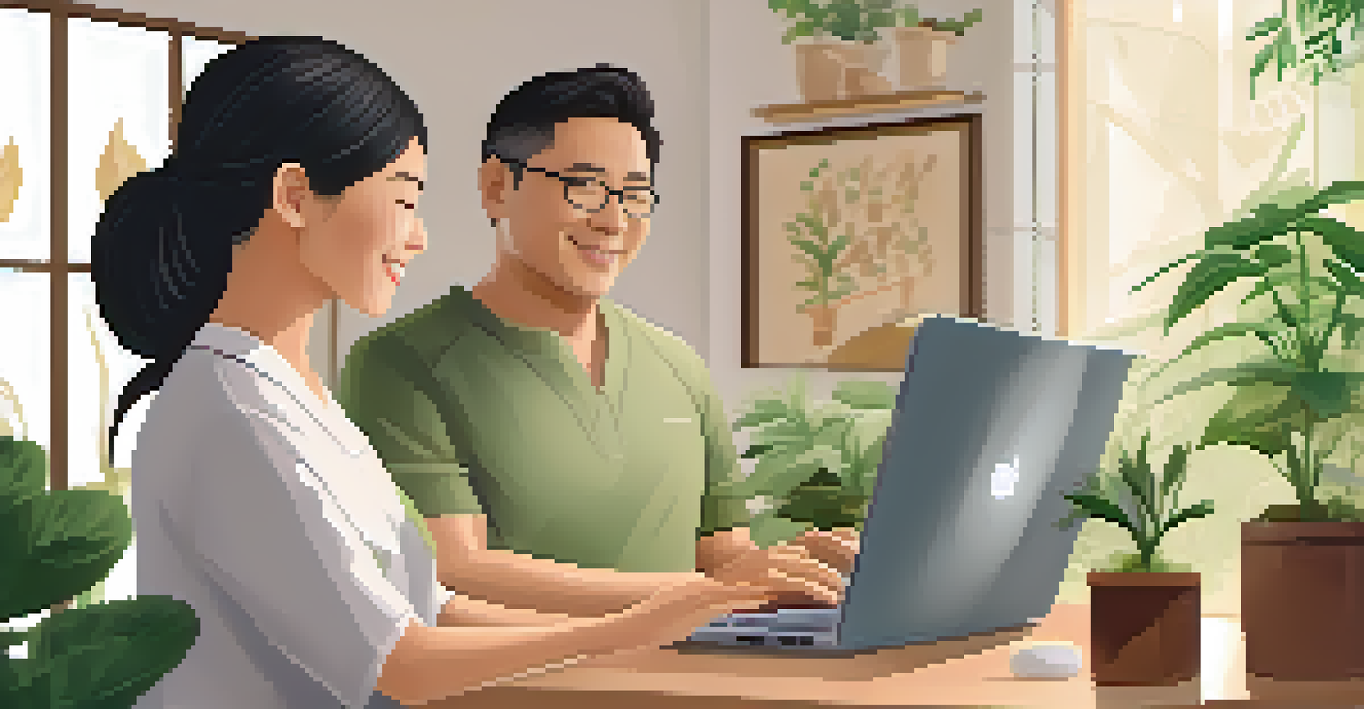 A naturopathic practitioner having a video consultation with a patient in a cozy office filled with plants and wellness books.