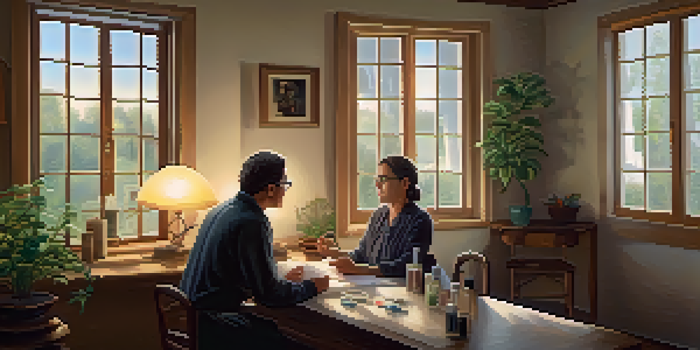 A homeopathy consultation in a cozy room with a female practitioner and a male patient discussing health concerns.