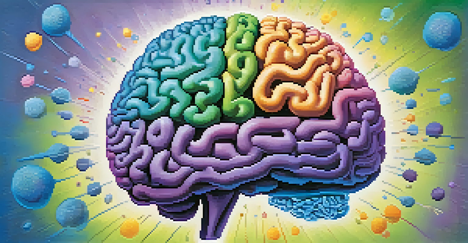 An abstract illustration showing the connection between the brain and gut bacteria.