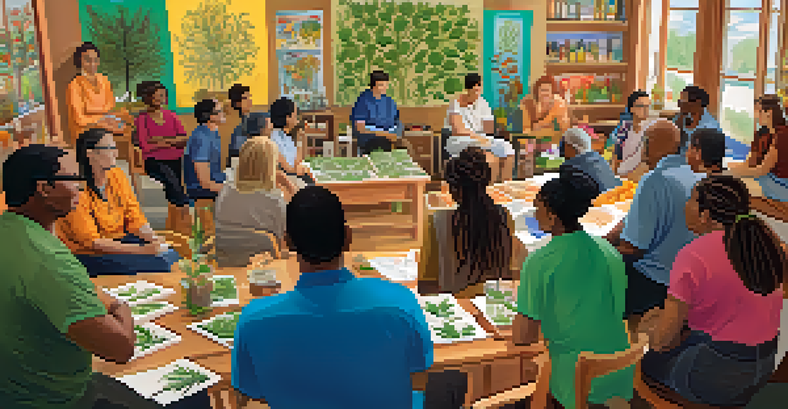 A dynamic workshop with a naturopathic practitioner teaching about herbal remedies to a diverse group of participants.