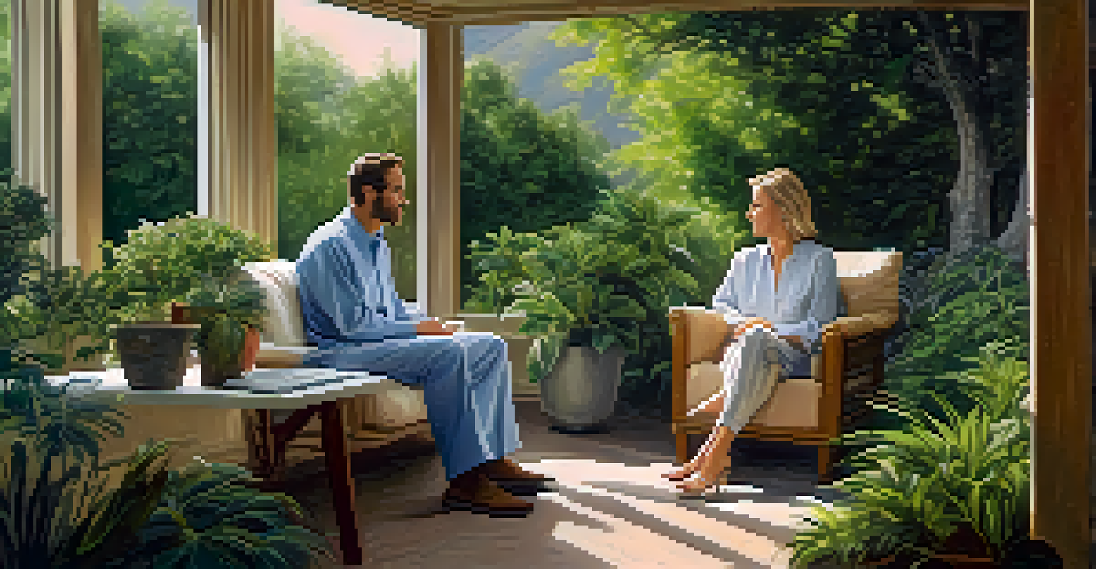 A spiritual counselor and client having a meaningful conversation in a peaceful and inviting space.