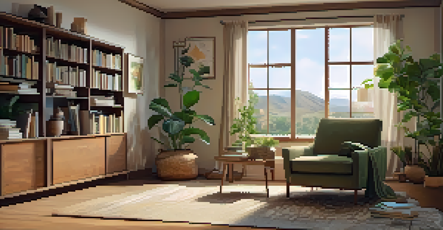 A cozy living room with a comfortable chair, books, and natural light, creating a tech-free zone.
