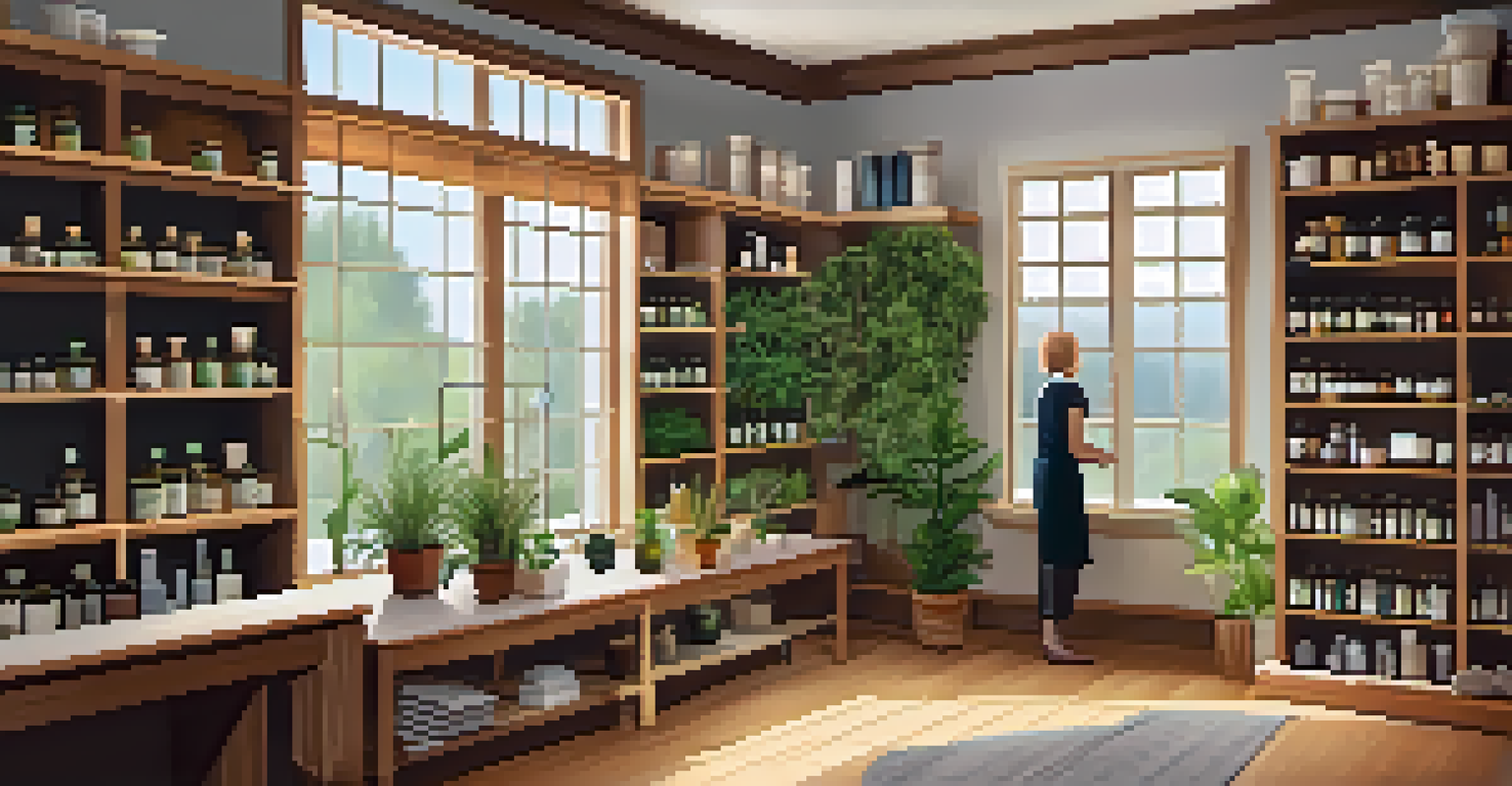 A patient consulting with a naturopath in a bright, inviting clinic filled with herbs and plants.