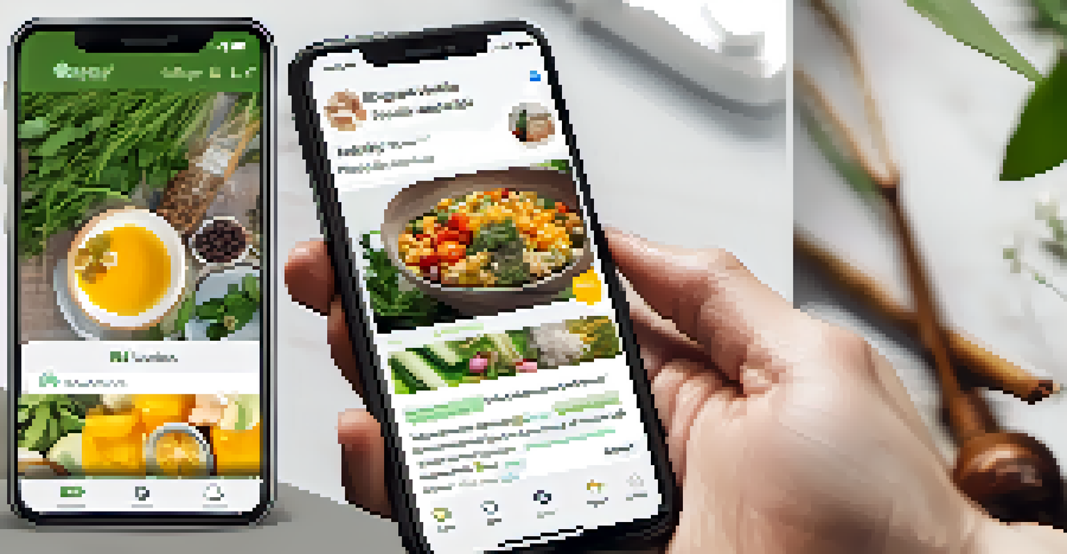 A smartphone displaying a colorful social media feed about naturopathy and wellness.
