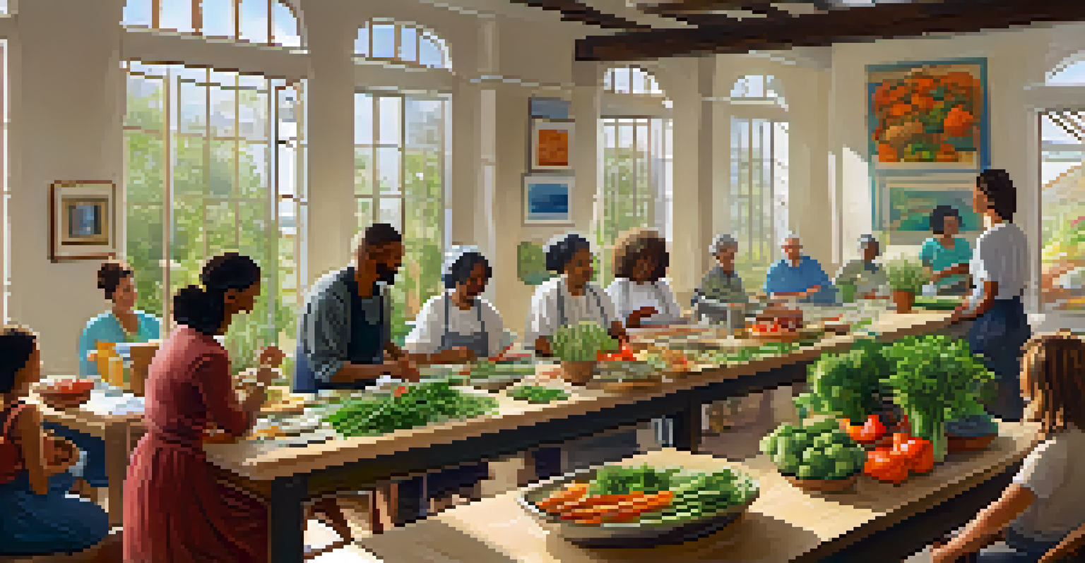 A group of people participating in a wellness workshop focused on healthy cooking and nutrition.