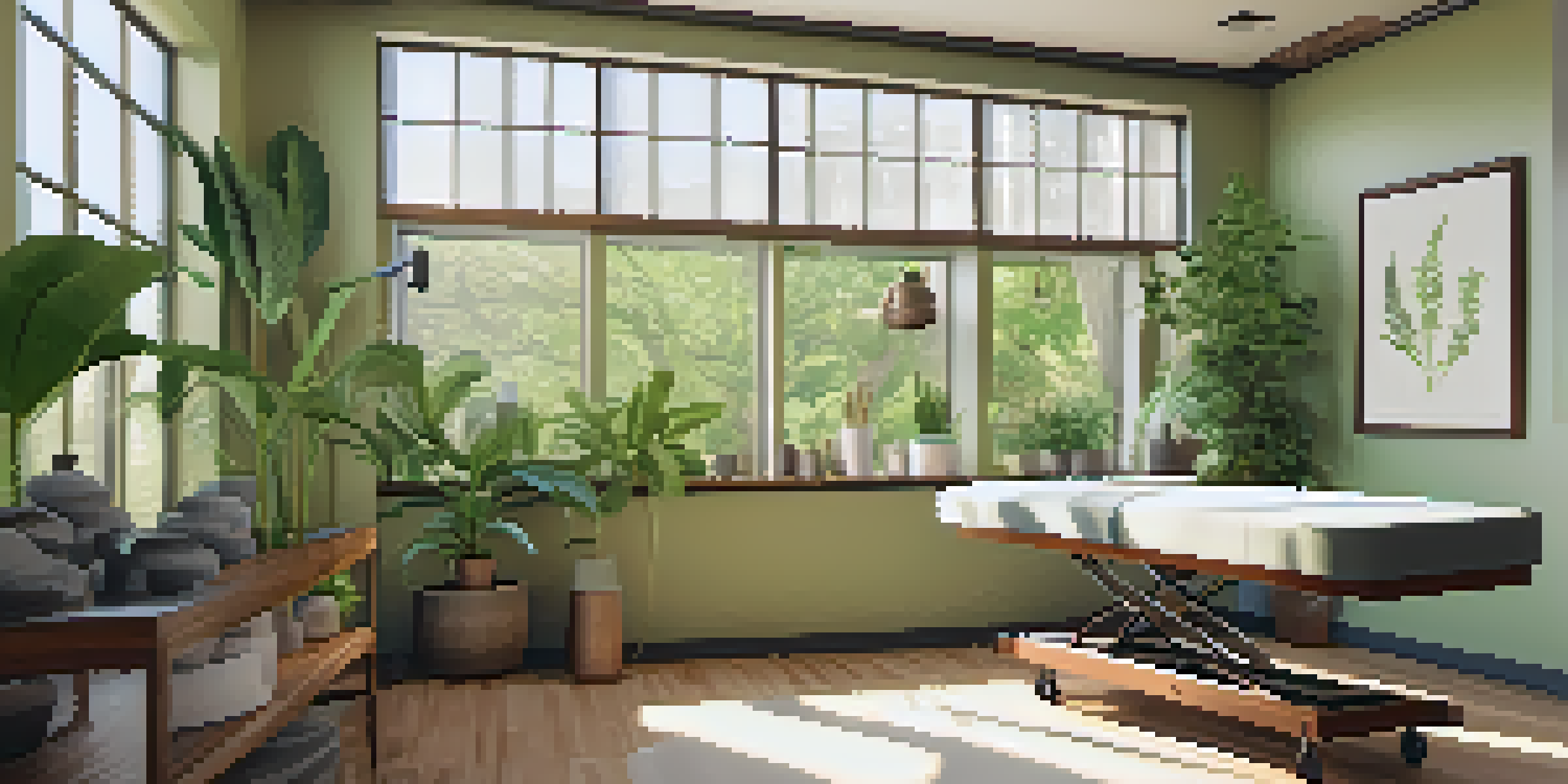 Interior of a naturopathic clinic with natural light, plants, and calming decor.
