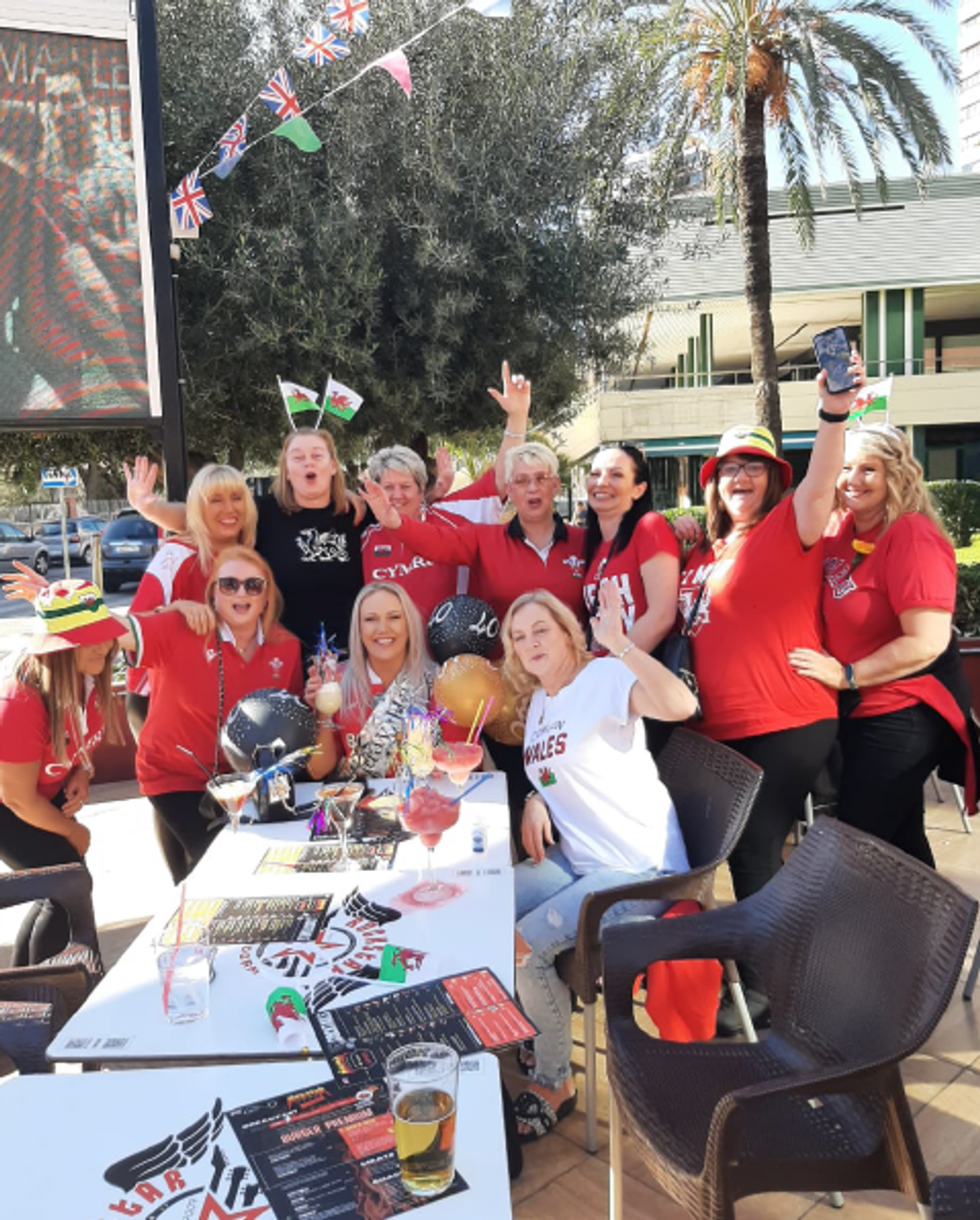 A hen group celebrating on the Rockstar Benidorm terrace