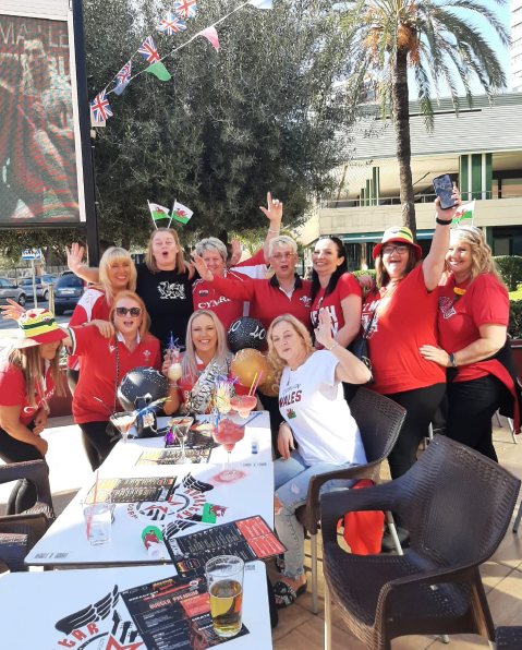 A hen group celebrating on the Rockstar Benidorm terrace