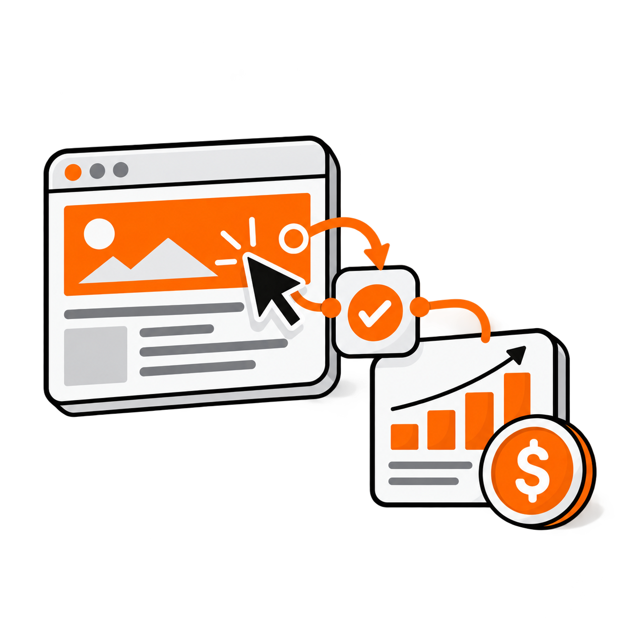 Ad clicks connected to verified conversions and revenue reporting.