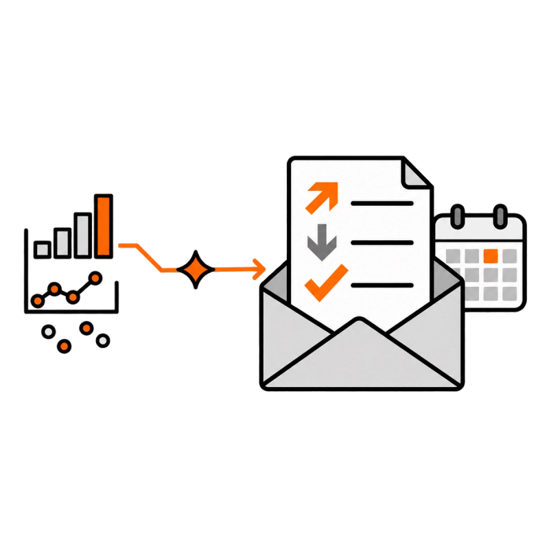 Weekly plain-English analytics summaries delivered by email.