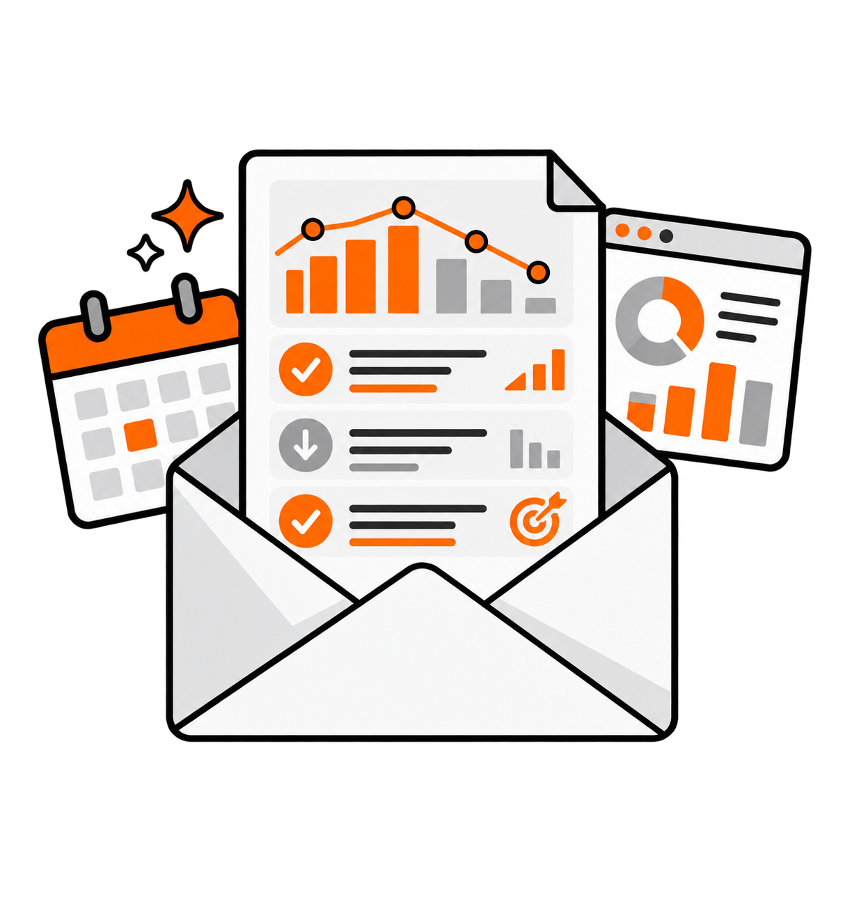 Weekly advertising results and recommendations delivered in an email report.