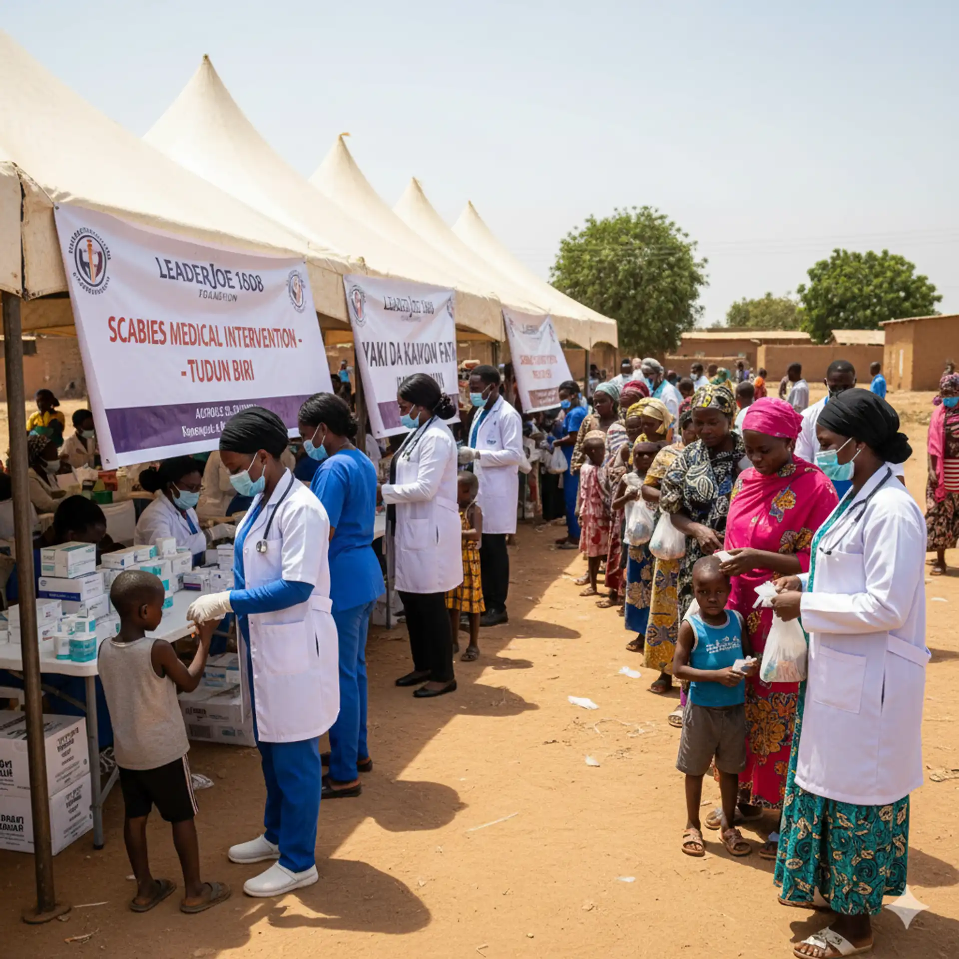 Medical team treating residents in Tudun Biri