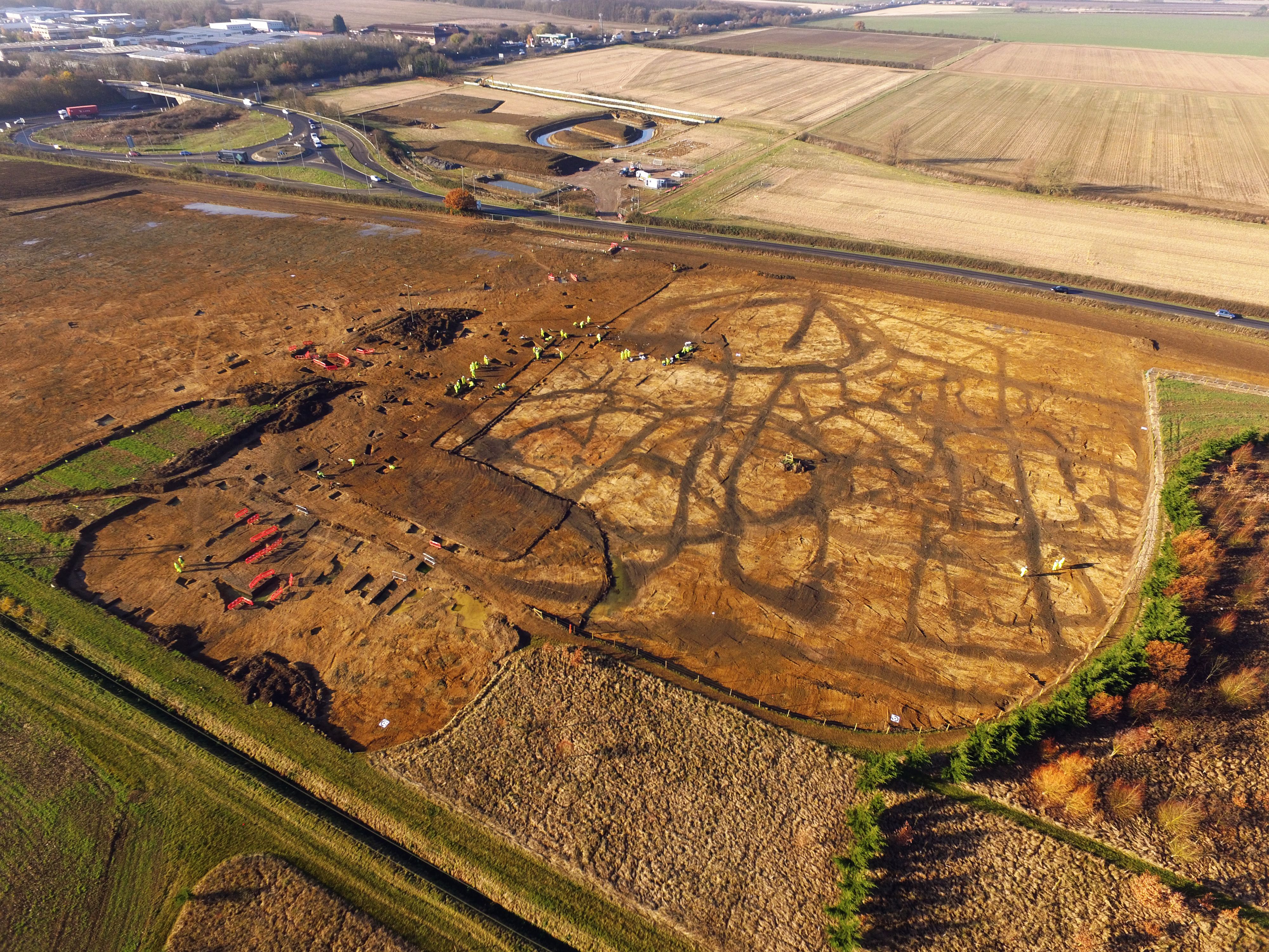 Large excavation area with intercutting ditches