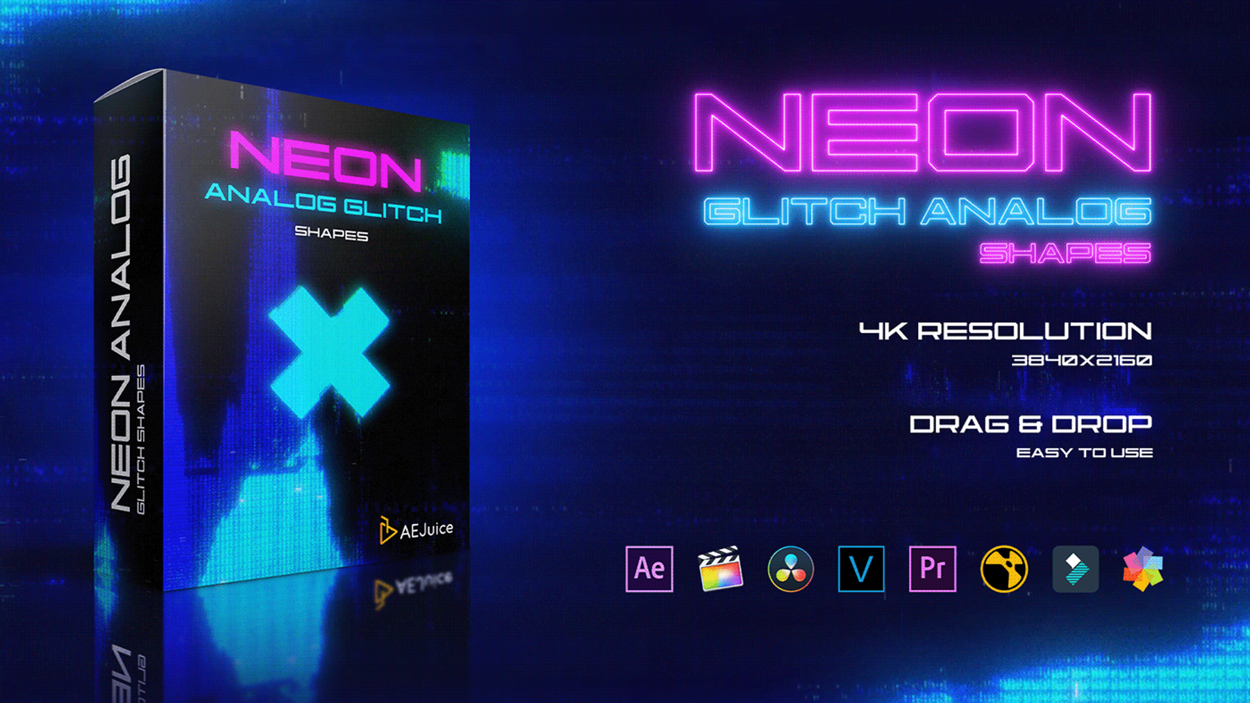 Neon Glitch Analog Shapes