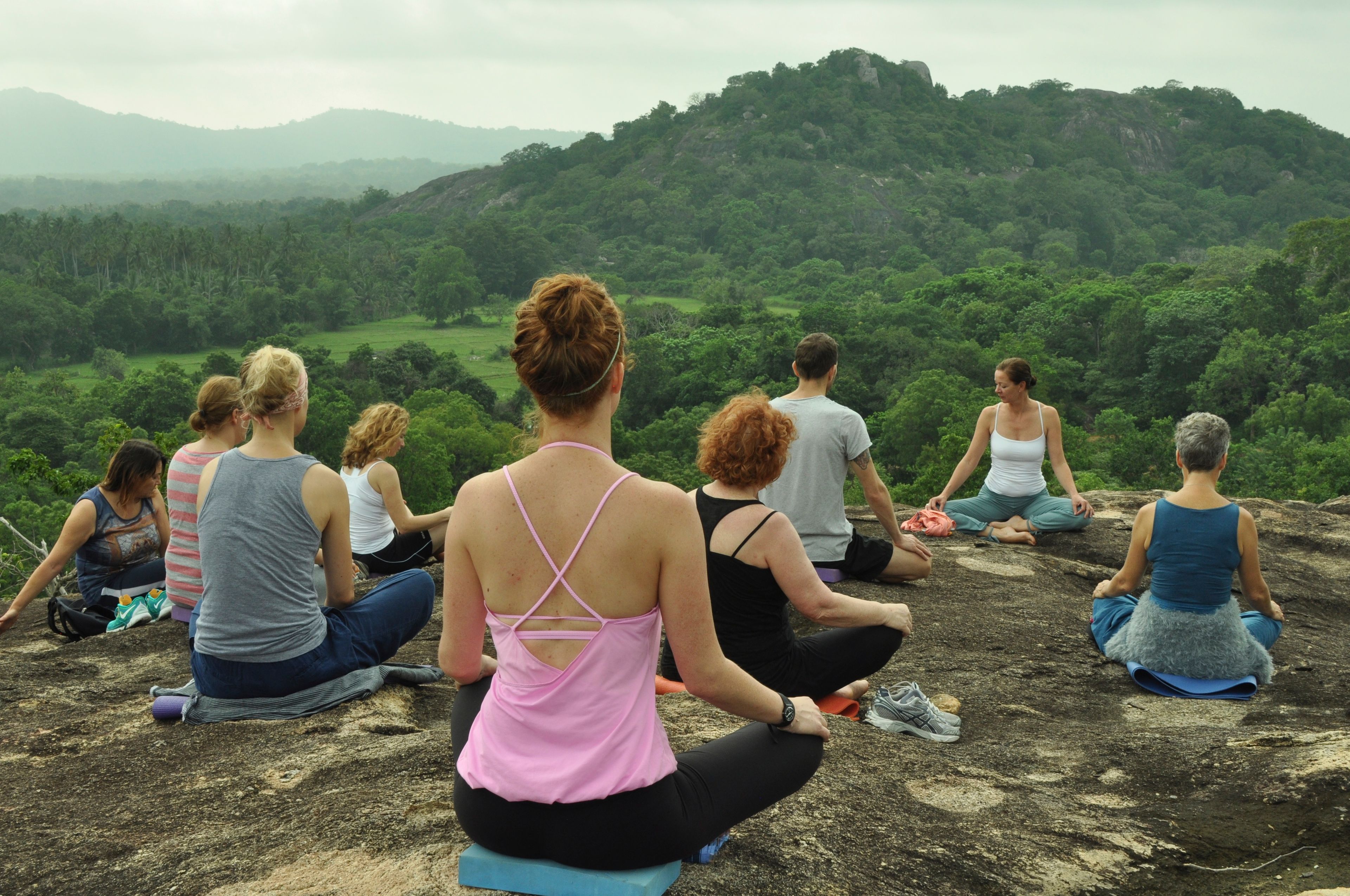 An outside yoga lesson