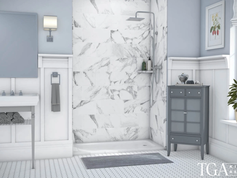 Clean tiled shower wall system