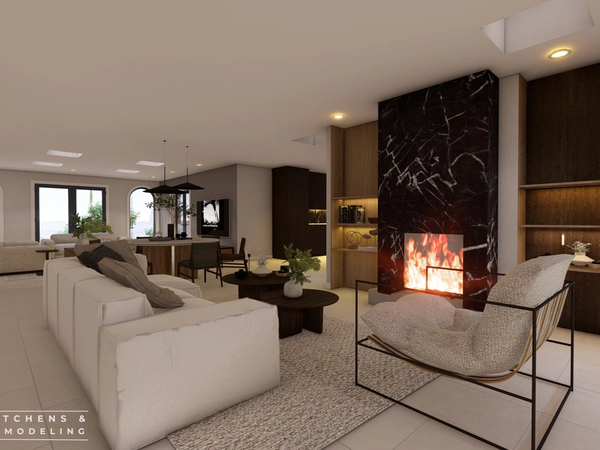 Contemporary Luxury-Styles Kitchen and Living Renovation