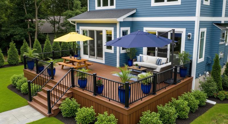 Code-compliant deck railing and structure